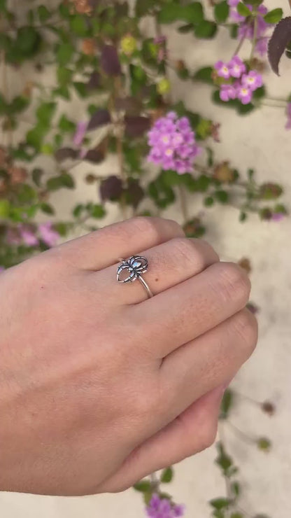 Spider Ring Sterling Silver, Tiny Spider Ring, Gothic Minimalist Ring, Oxidized 925 Silver Jewelry, Halloween Aesthetic Ring